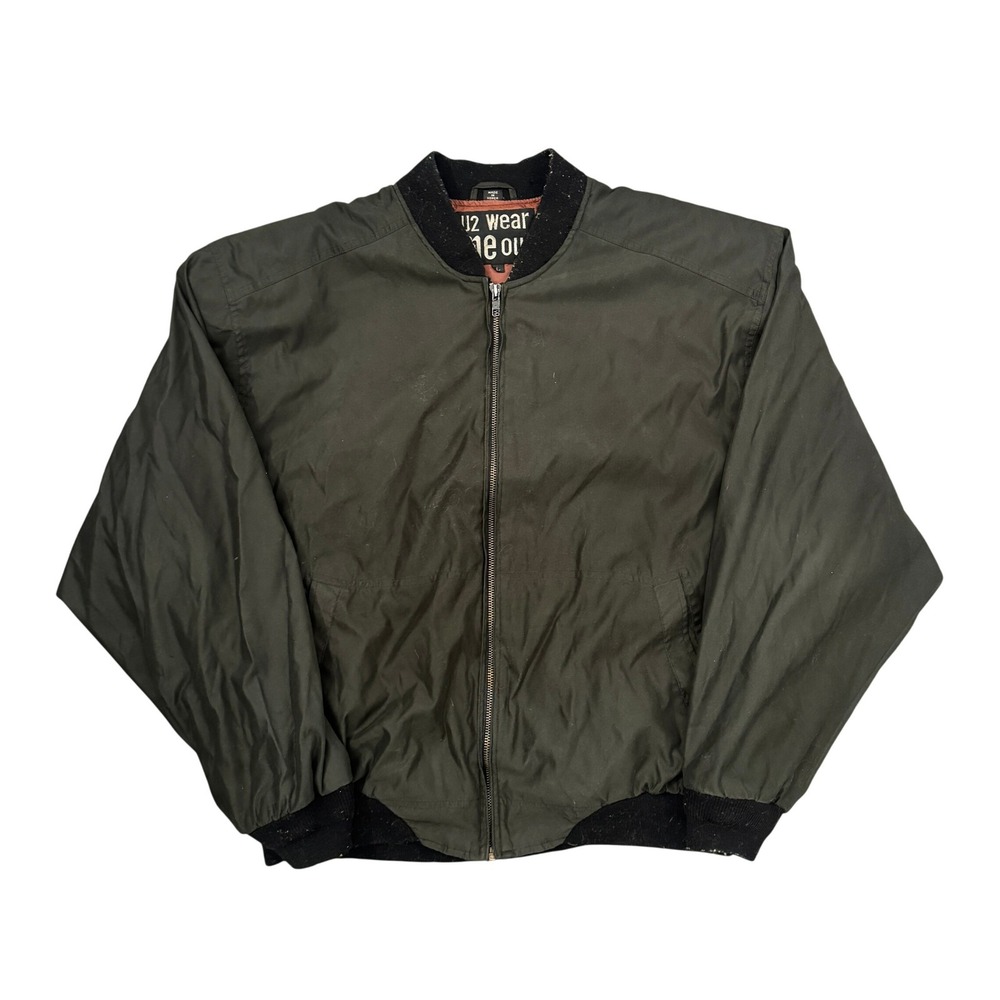 Vintage 90s U2 Wear Me Out Mens Large Bomber Jacket Faded Black Full Zip